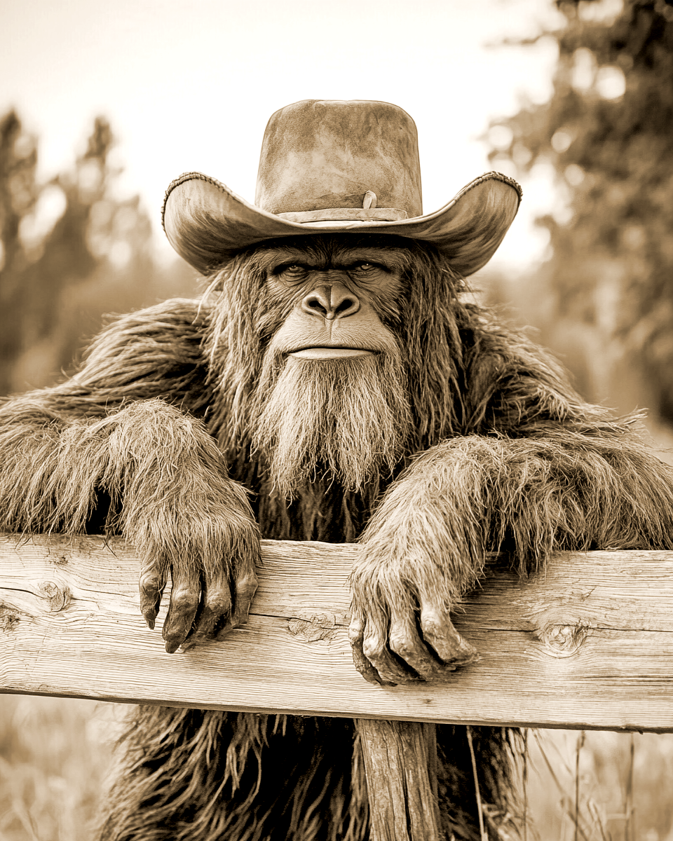 Cowboy Bigfoot Hanging Out Art Print – PodunkAnnies
