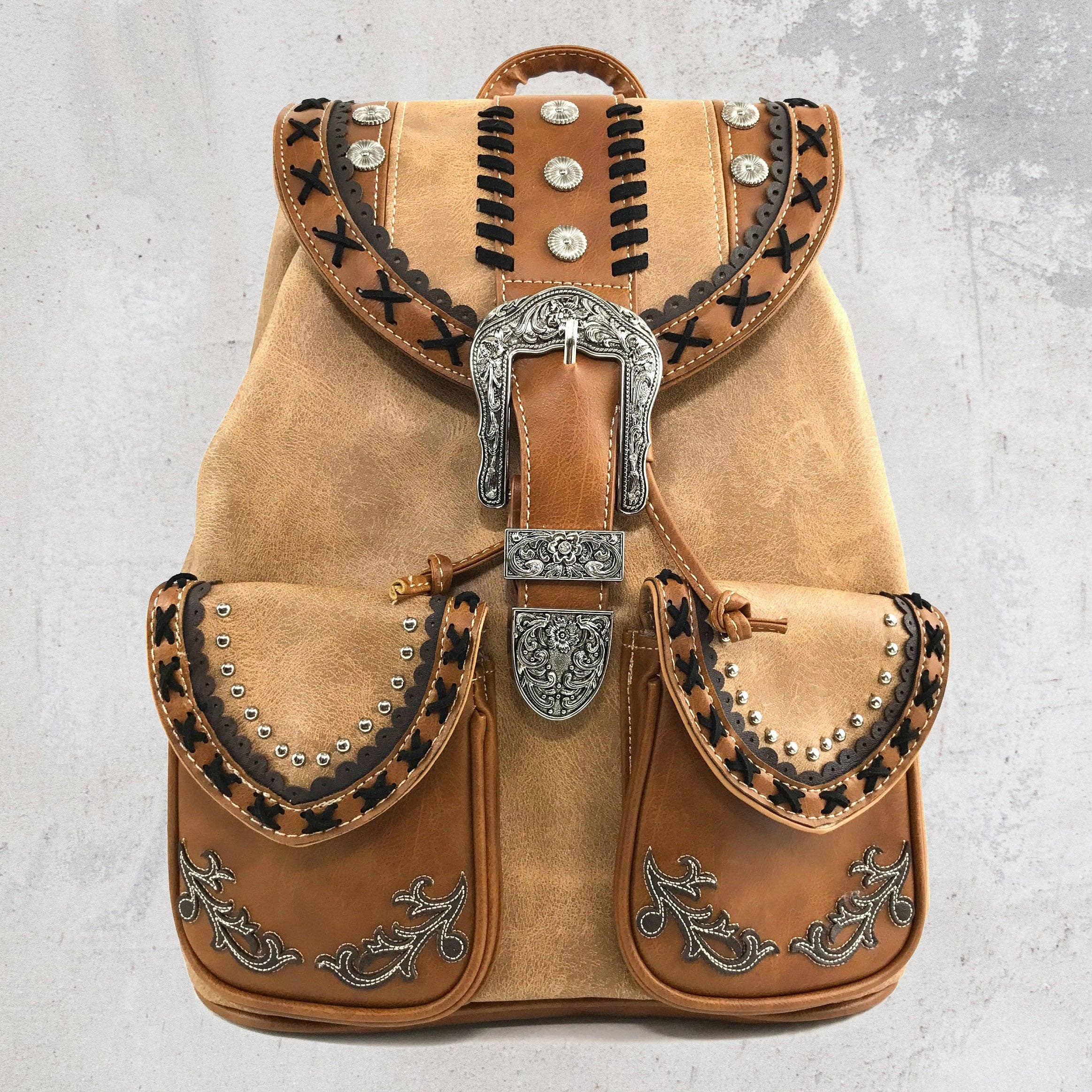 double buckle faux leather brown backpack Western selected in Marrakech — Size:4 - 5wt American Tourister Urban Groove sp2026