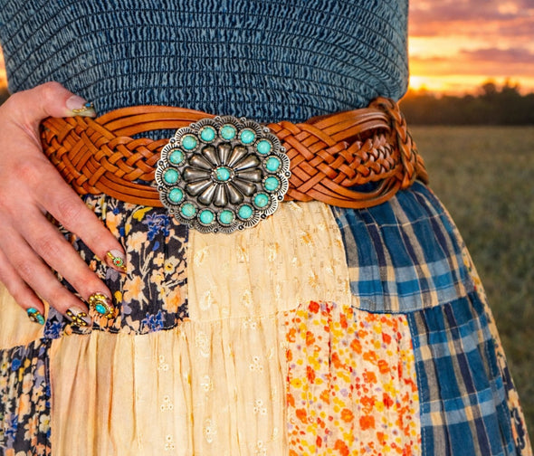 Boho Western Style: Patchwork Dresses, Statement Cowgirl Hats & Pink Cowboy Boots