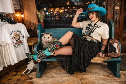 The Perfect Western Outfit: Turquoise Cowgirl Style with Lace, Statement Boots & Attitude
