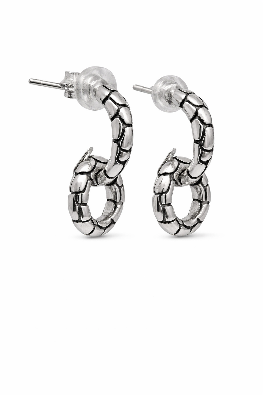 Sterling Silver Two Piece Snake Skin Earrings