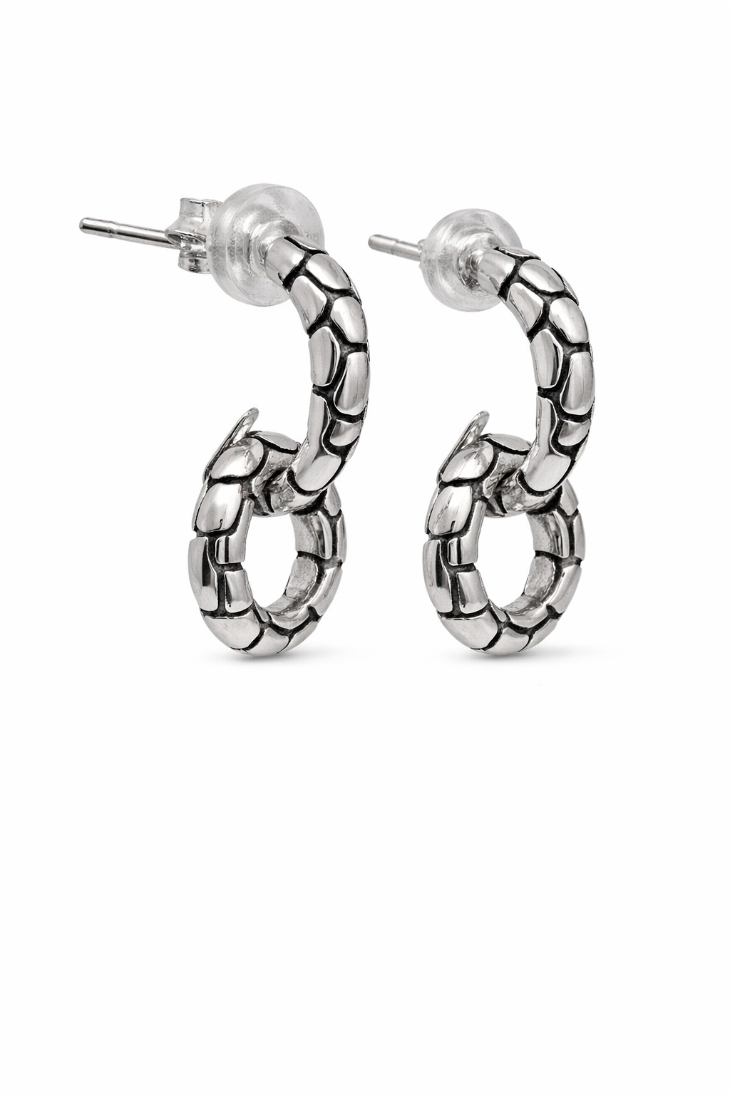 Sterling Silver Two Piece Snake Skin Earrings