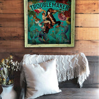Troublemaker Cowgirl Turquoise - Square Framed Artwork