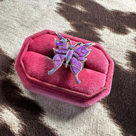 Beautiful Handmade Purple Opal And Sterling Silver Adjustable Butterfly Ring