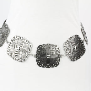 Women’s Medallion Chain Belt with Cross Design