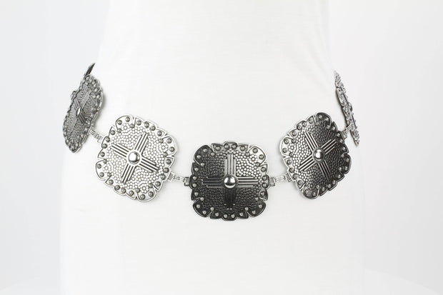 Women’s Medallion Chain Belt with Cross Design