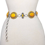 Oval Concho Belt with Faux Stone