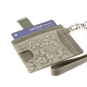 Small ID Wristlet Floral Filigree Leather