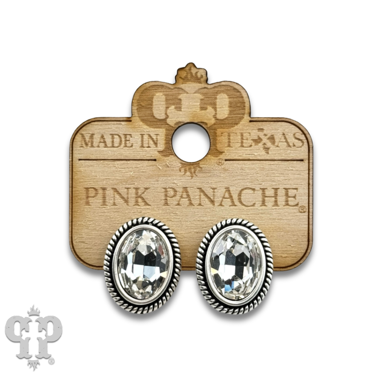 Oval rhinestone post earrings
