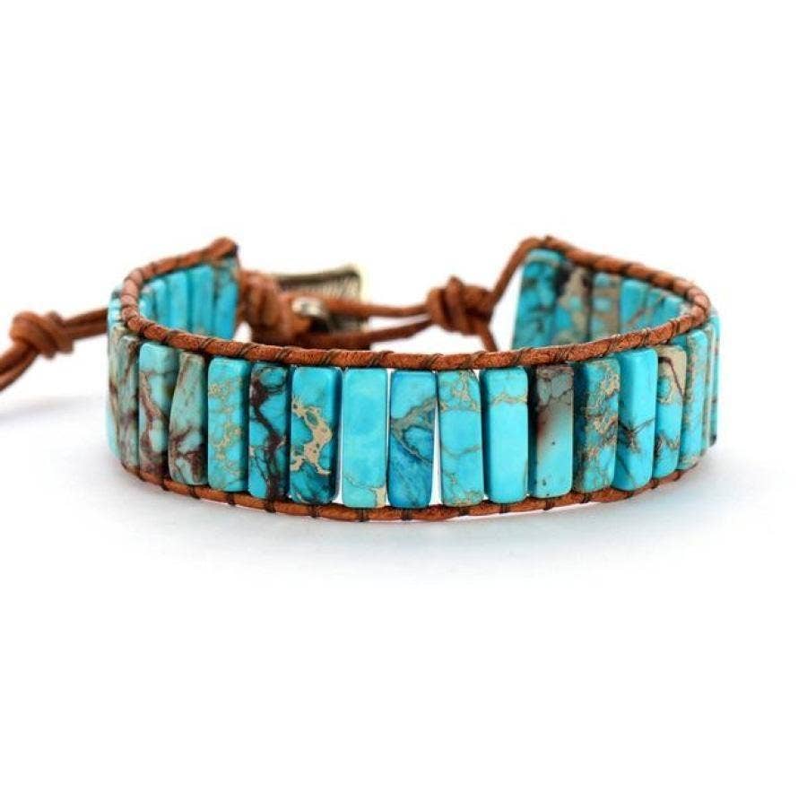 Turquoise Jasper Stone Tube Bracelet