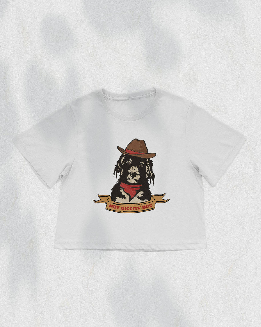 Hot Diggity Dog Cowboy Boxy Crop Top
