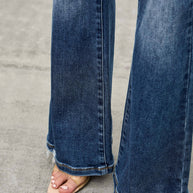 Mid-Rise Boot Cut Distressed Jean