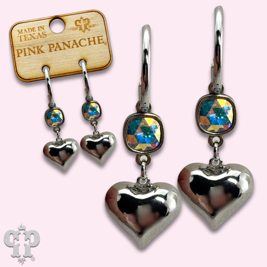Swarovski® crystals puffed heart earrings