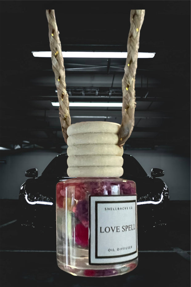 Love Hex Hanging Car Freshener Diffuser (w/flowers)