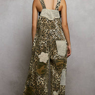 Crochet contrast patch overalls