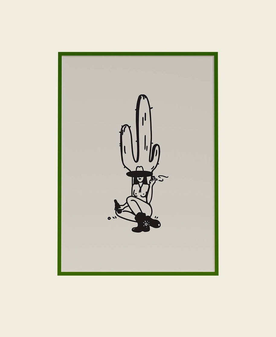 Desert Cowgirl Minimal Western Art Print