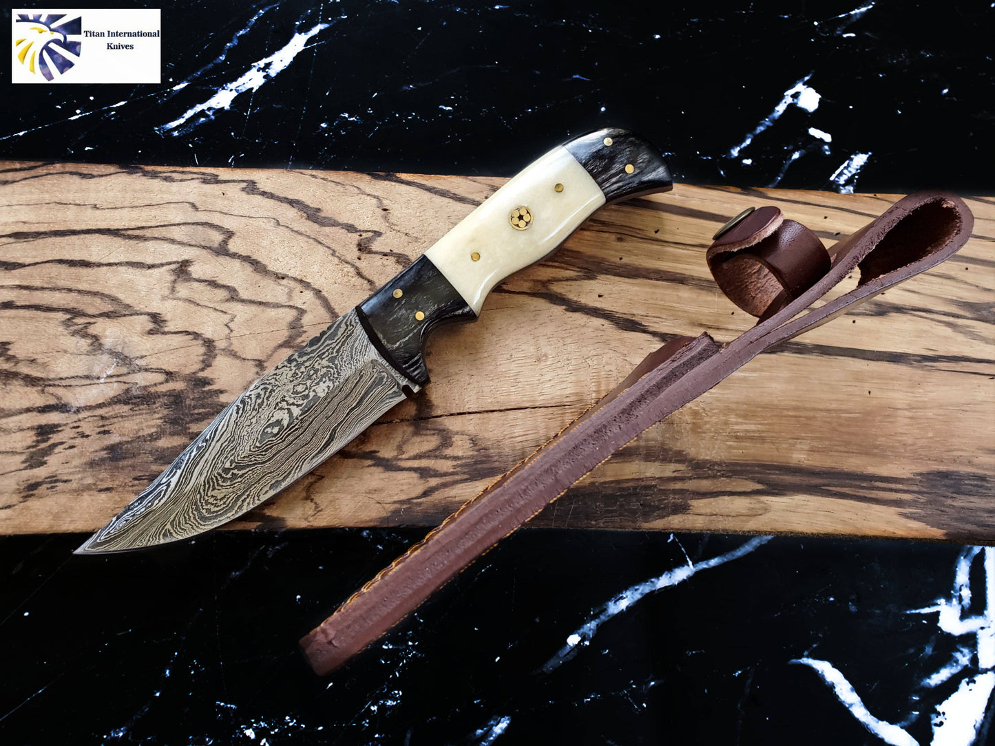 Damascus Steel Hunting Knife By Titan