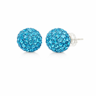 Sterling Silver CZ Fireball Studs, Turquoise