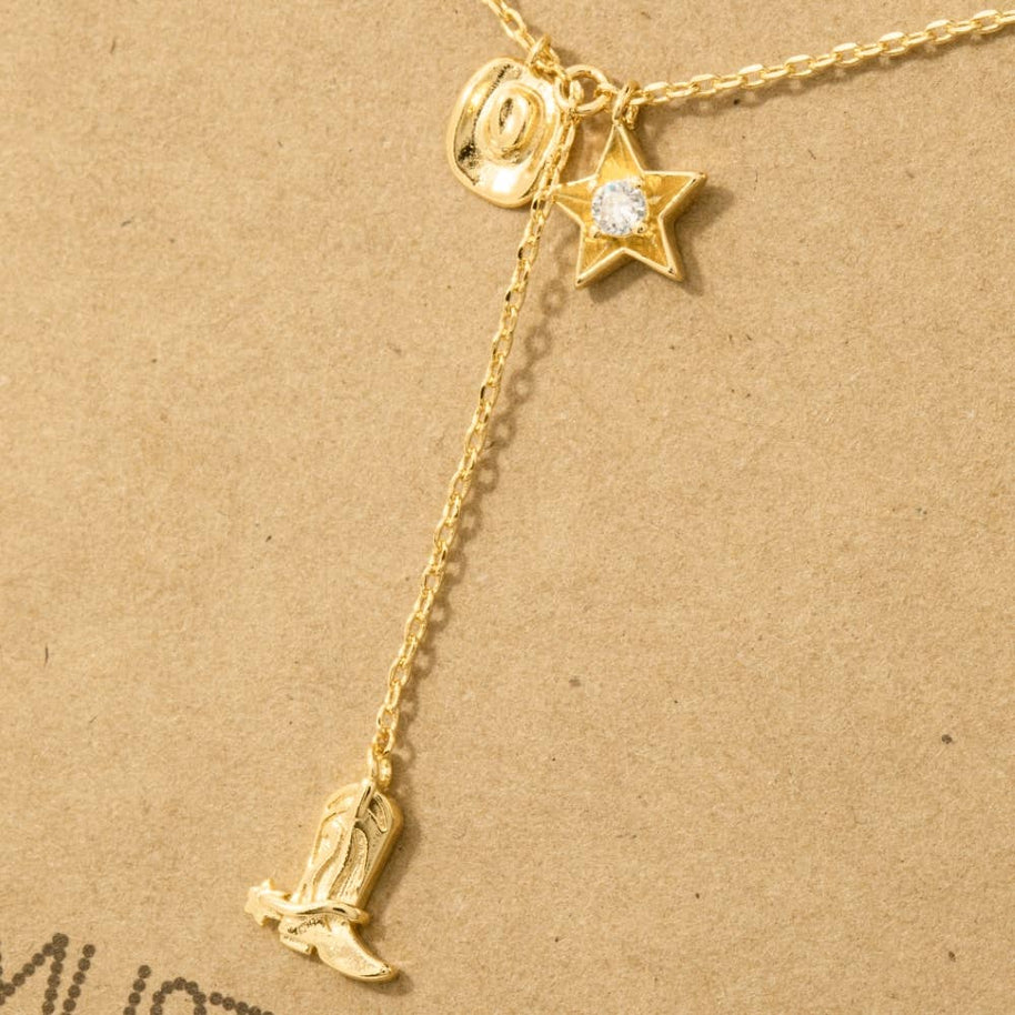 Cowboy Boots Y Necklace