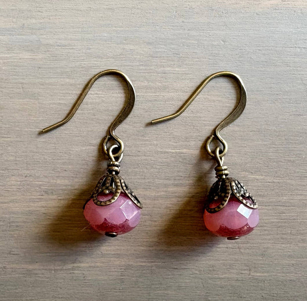 Earthen Beauty Simple Drop Earrings in Raspberry