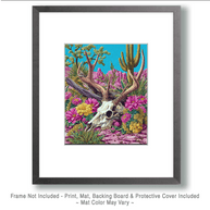 Elk Skull in Blooming Desert ARt Print