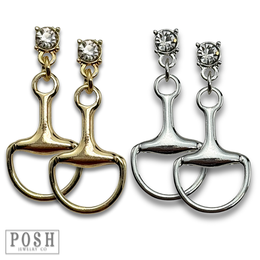 Equestrian charm rhinestone earring