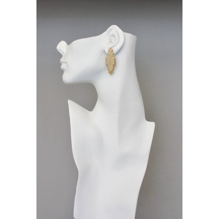 Geometric brass post earrings