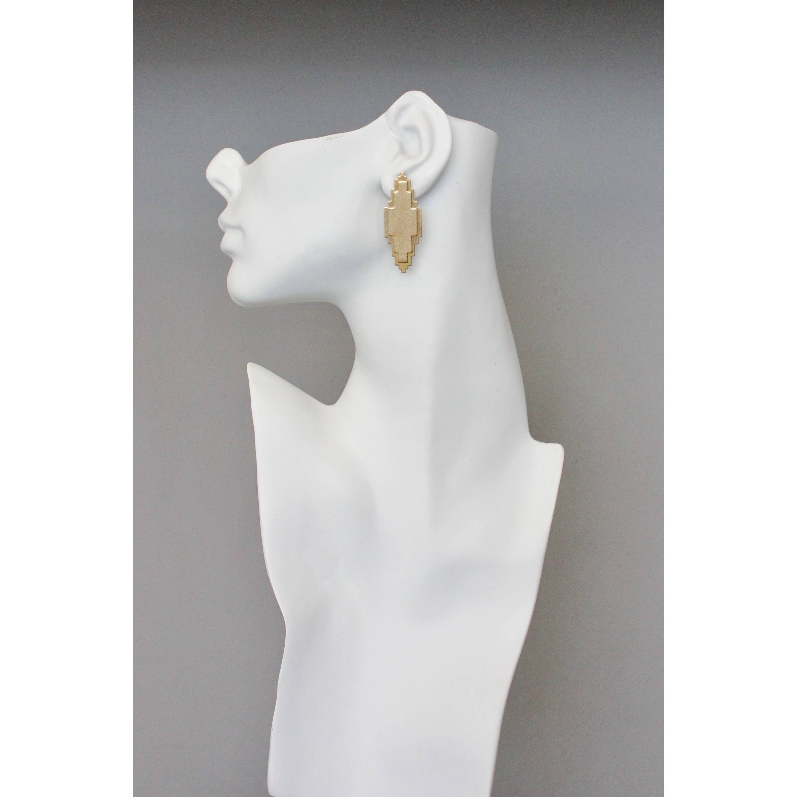 Geometric brass post earrings