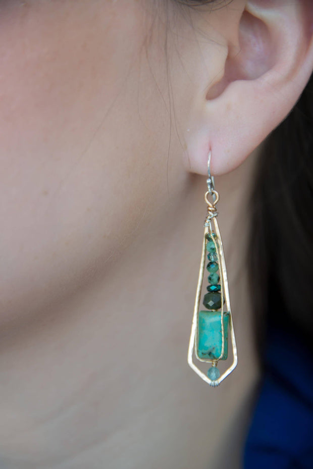 Blade of Grass Turquoise Drop Earrings