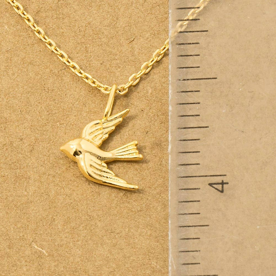 Gold Dipped Flying Bird Necklace
