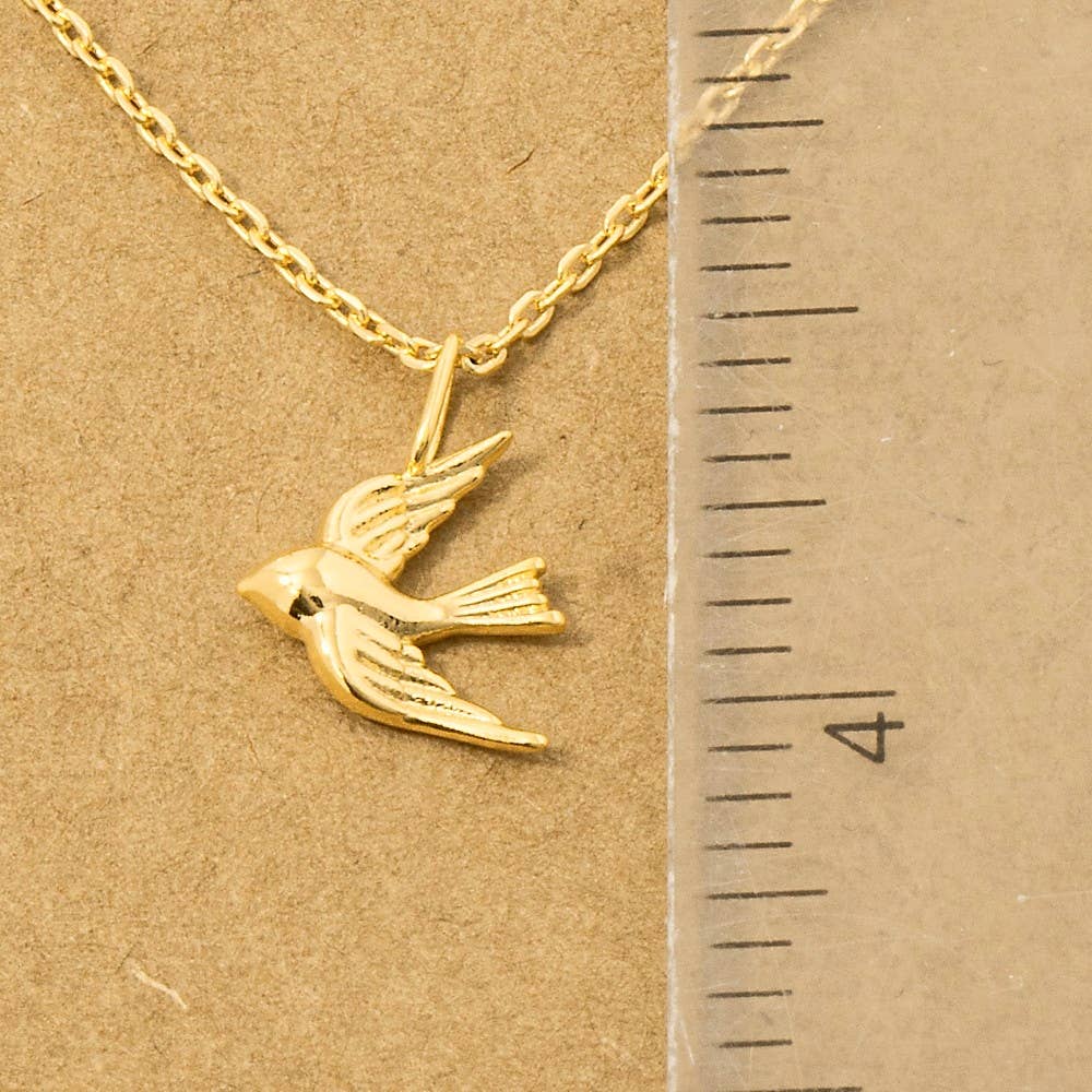 Gold Dipped Flying Bird Necklace