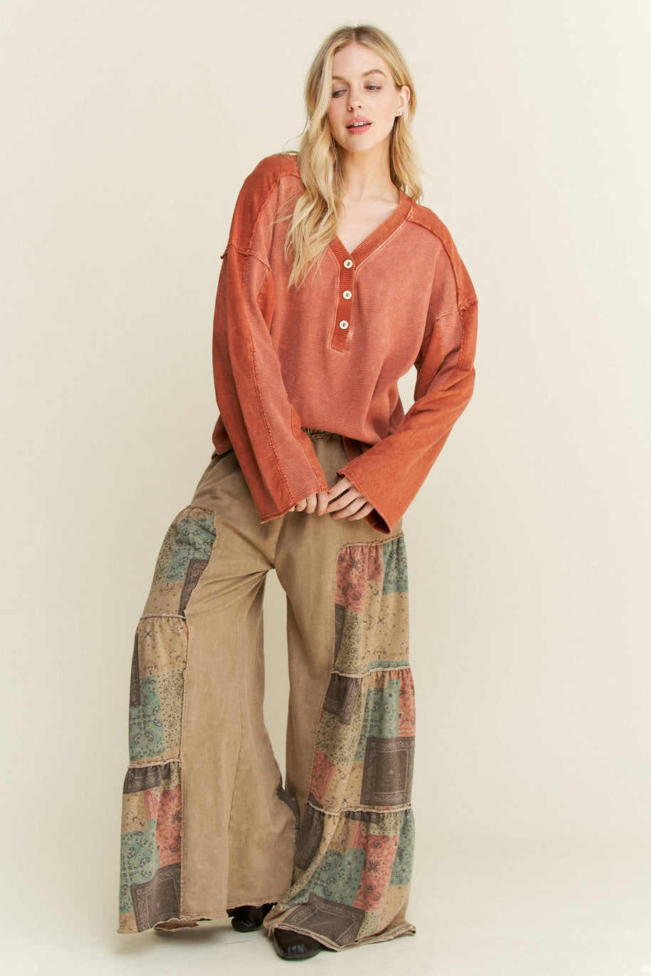 Tiered Boho Wide Leg Pants