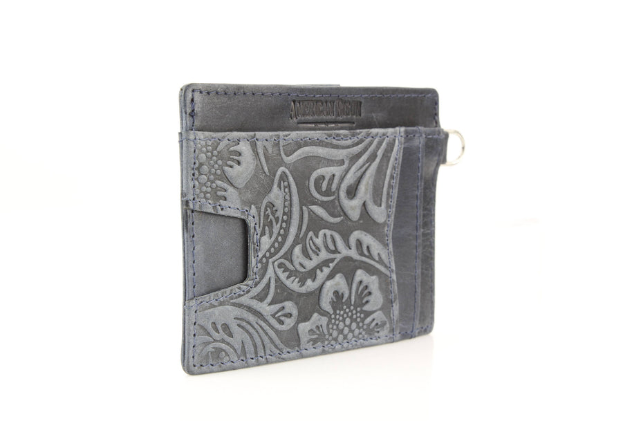 Small ID Wristlet Floral Filigree Leather