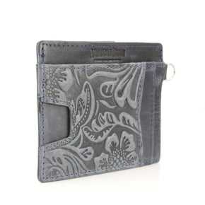 Small ID Wristlet Floral Filigree Leather