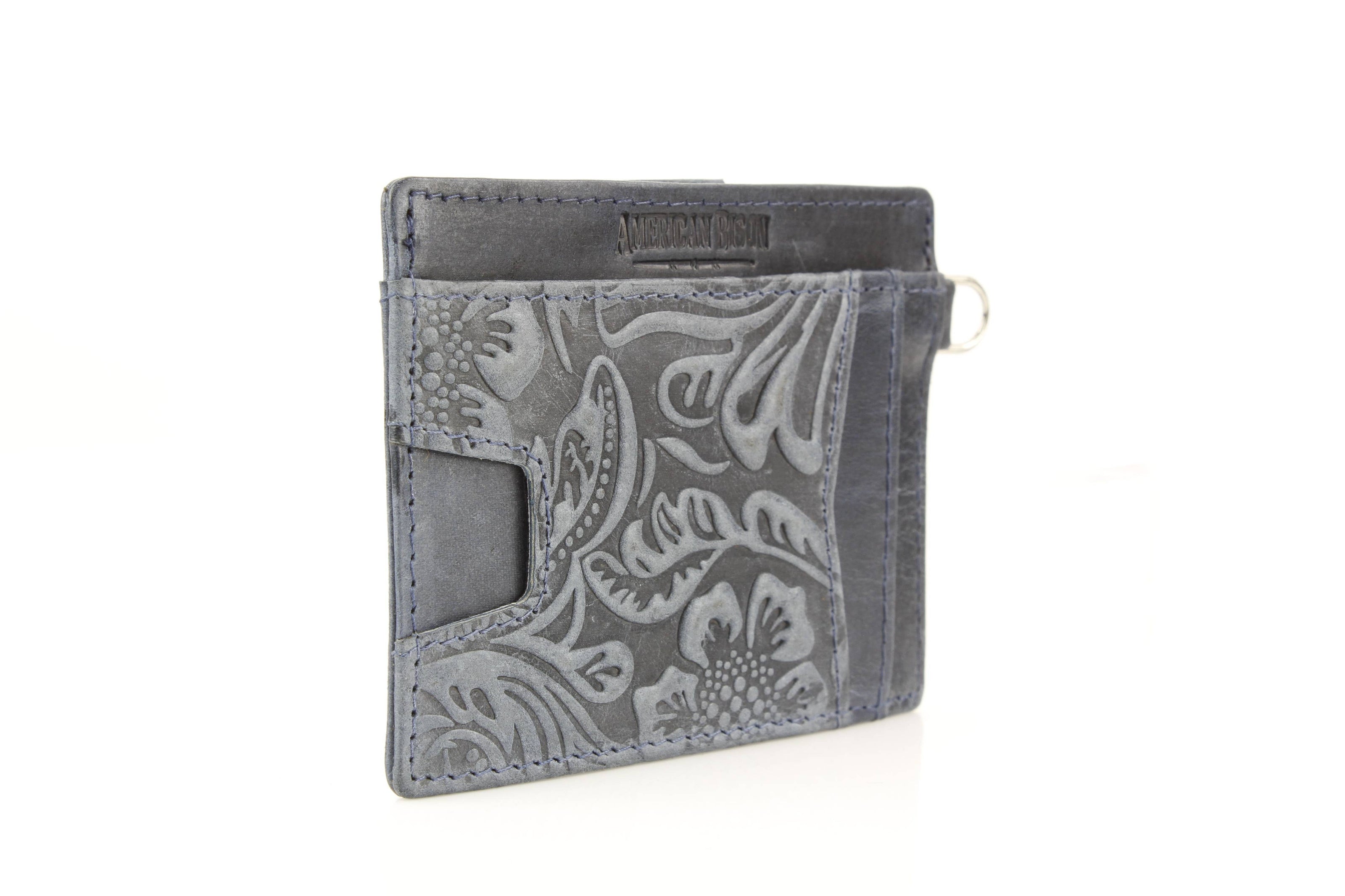 Small ID Wristlet Floral Filigree Leather