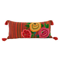 Embroidered Flowers & Stripes Pillow, 36
