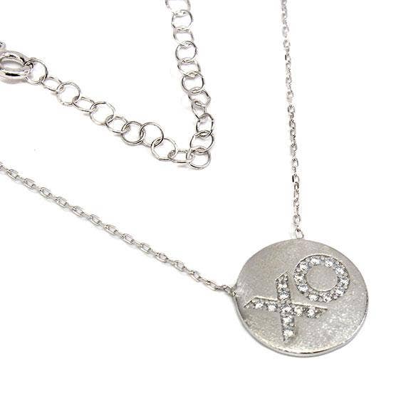 Sterling Silver XO Necklace With Cz