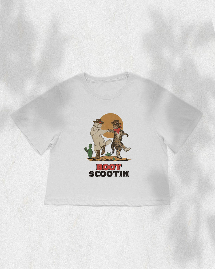 Boot Scootin Kitties Boxy Crop Top