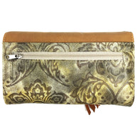 Suede Fringe Western Floral Crossbody Wallet