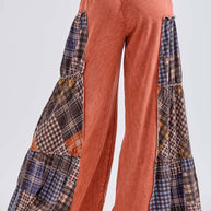 Mineral Washed Tiered Plaid Wide Flare pants HP6675