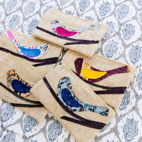 Bella Bird Pouch Silk Lined Large