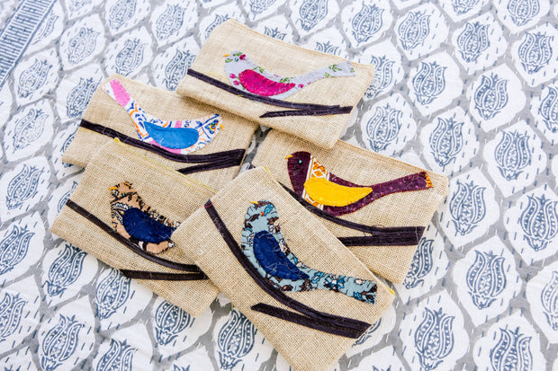 Bella Bird Pouch Silk Lined Large