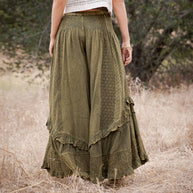 Mineral Wash Lace Tiered Ruffle Pants