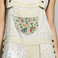Floral Patchwork Woven Overalls