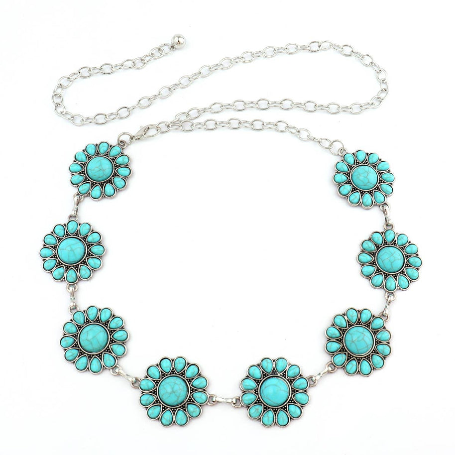 SILVER with Round Turquoise Concho