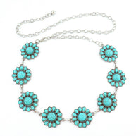 SILVER with Round Turquoise Concho