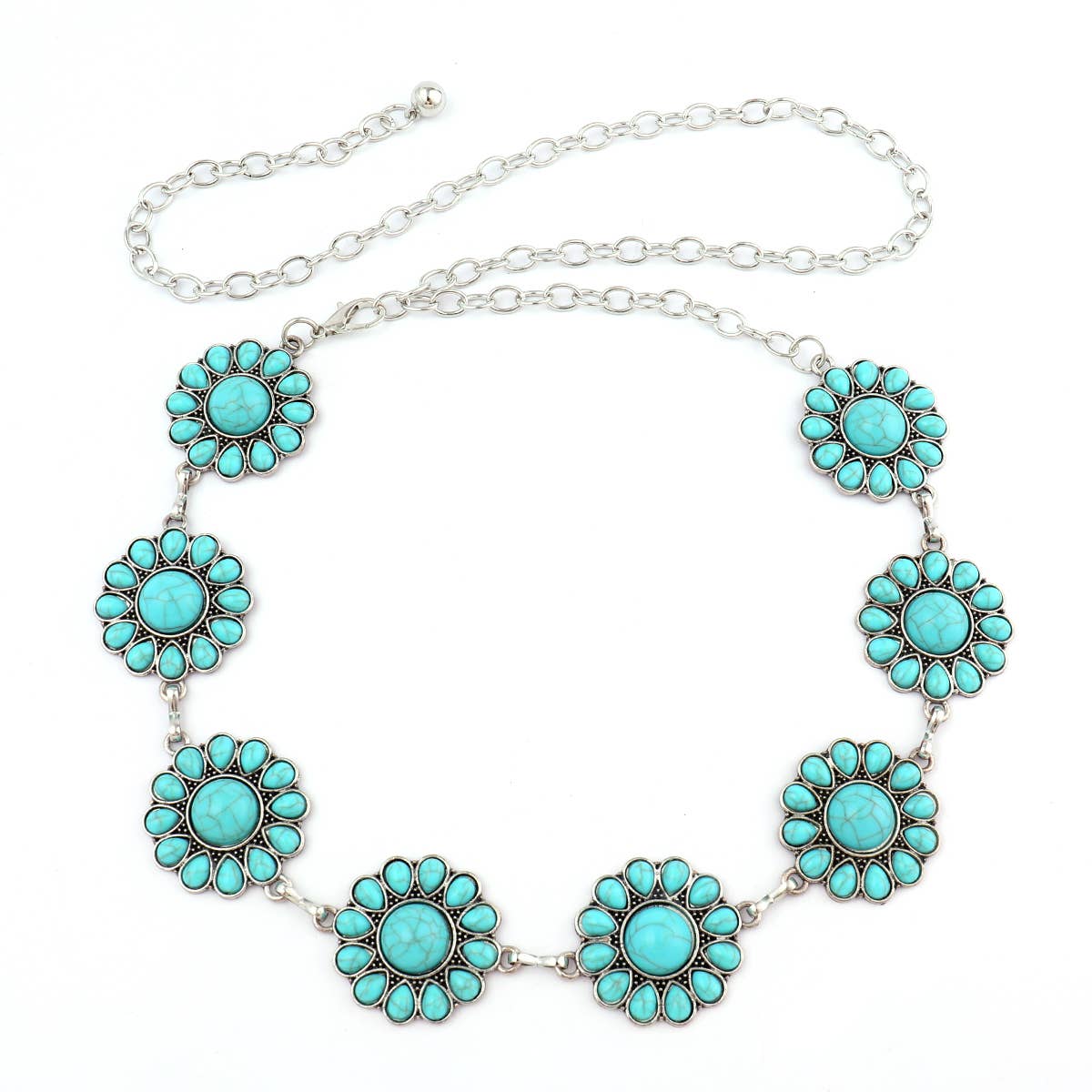SILVER with Round Turquoise Concho