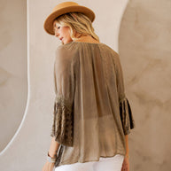 Velvet Patchwork Peasant Top