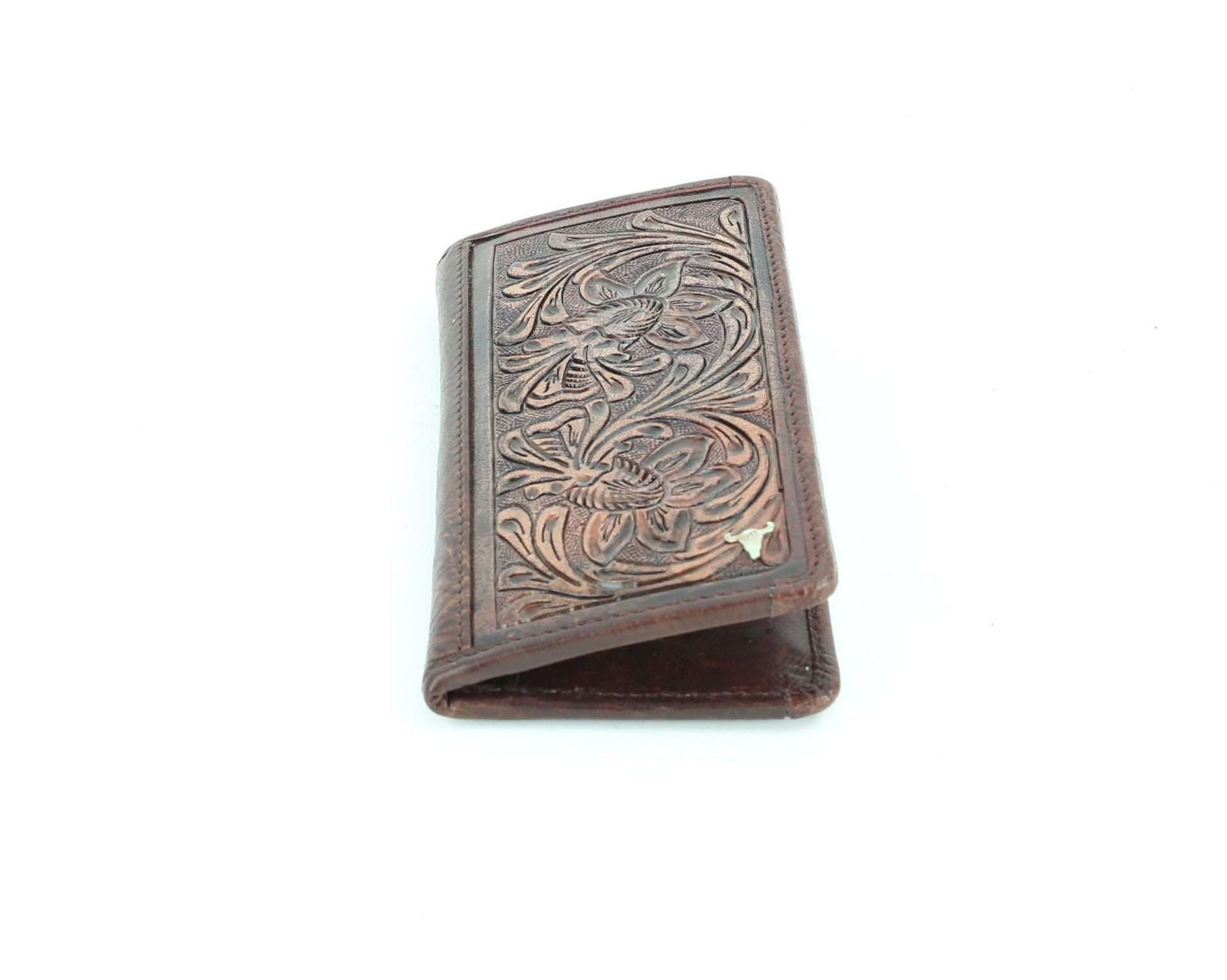 Tooled leather floral filigree Western rodeo wallet #AB W 10