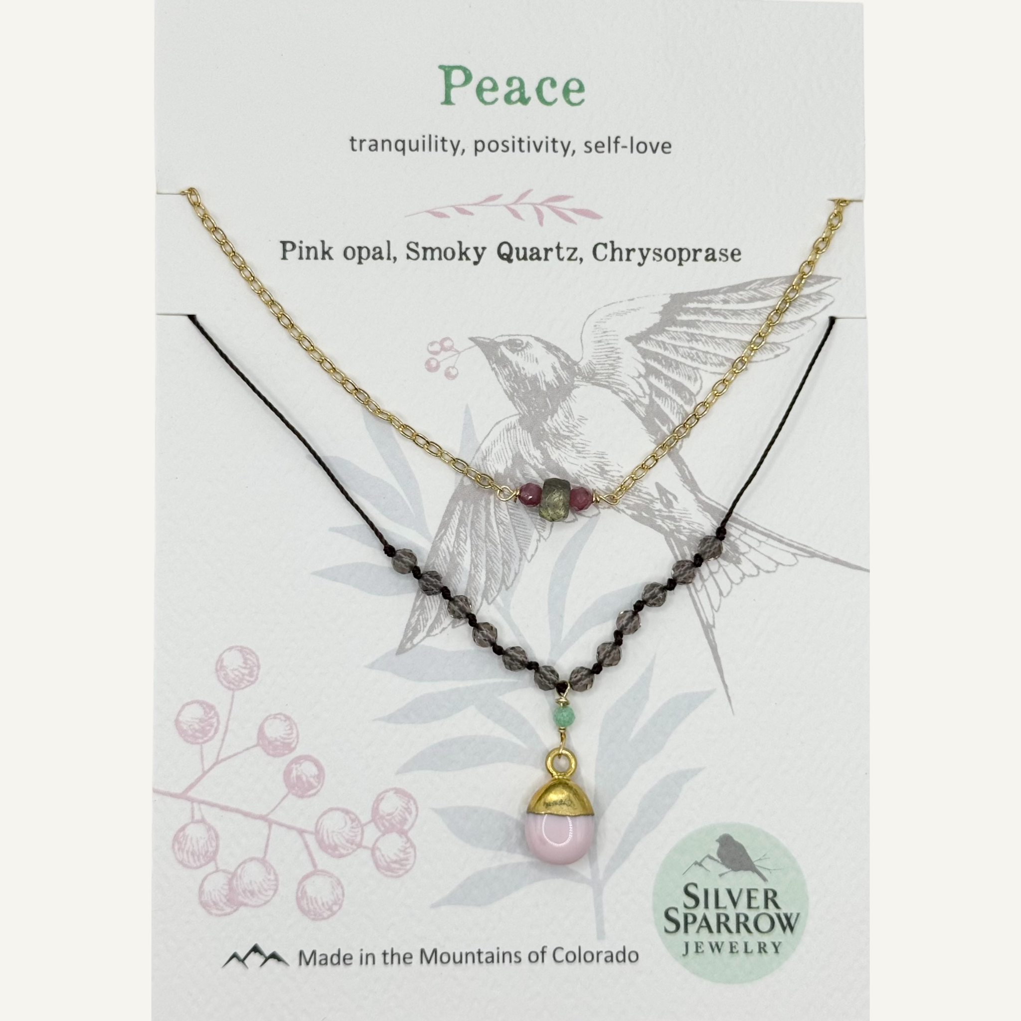 Gold Drop Layered Pink Opal Necklace